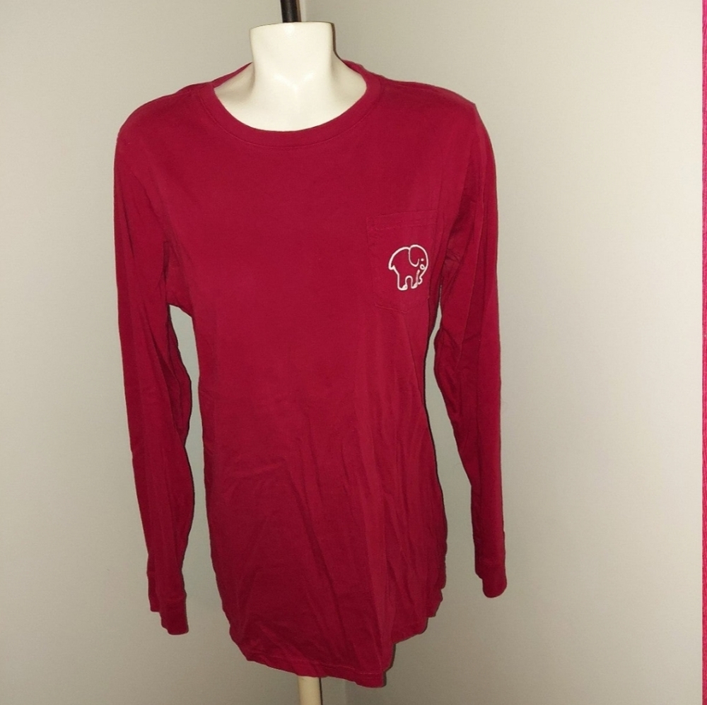 Ivory Ella Long Sleeve Red Large Volleyball Elephant Shirt